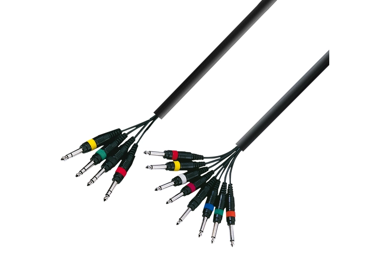 Multikabel 4x8 jack stereo - jack (Balansert) til mono (ubalansert)  5m. 